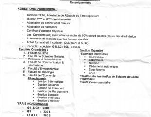 INSCRIPTIONS A L- UNIVERSITE CATHOTIQUE DON PETI ET A SON INSTITUT SUPÉRIEUR DES TECHNIQUES MÉDICALES(ISTM)